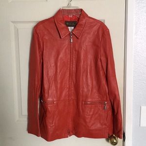 Loro Piana red genuine leather jacket.